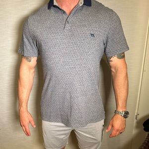 Rodd & Gunn polo XL sports fit extra large men’s 100% cotton light blue w/ dots